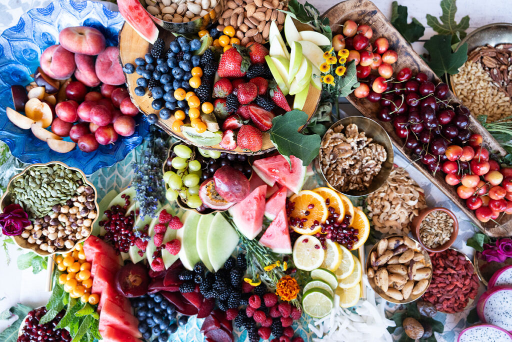 fresh fruits and nuts spread