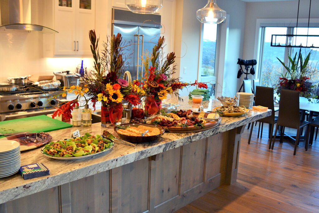 In home private chef event with appetizer bar