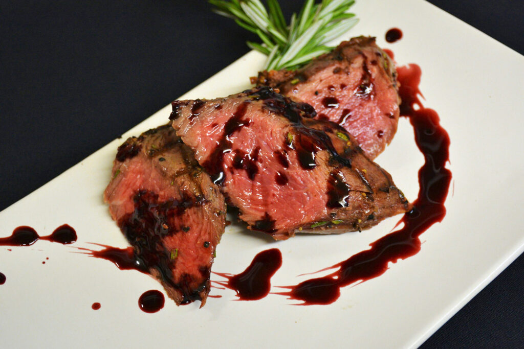 freshly cut local steak seared perfectly